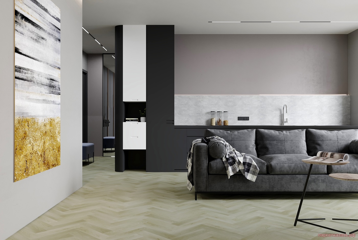 Кварцевый ламинат SPC Fargo Herringbone Дуб Бирмингем 44-6191-4