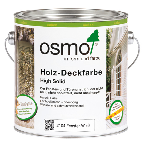 Белая краска для окон и дверей для внутренних и наружных работ Osmo Holz-Deckfarbe